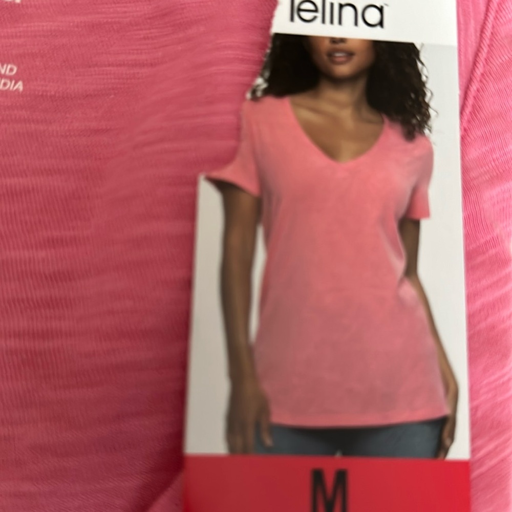 Felina Slub Jersey V-Neck Tee Womens Size M Green Short Sleeve T-Shirt NWOT
